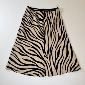 Ann Taylor Black and Tan Zebra Print A-Line Skirt